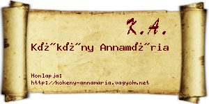 Kökény Annamária névjegykártya