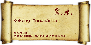 Kökény Annamária névjegykártya